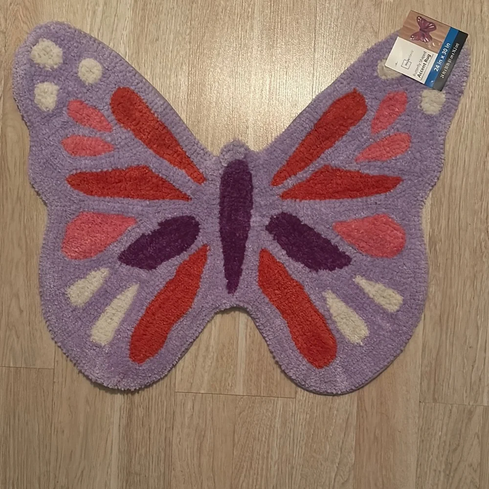 Mainstays Butterfly Shaped Purple and Red Rug